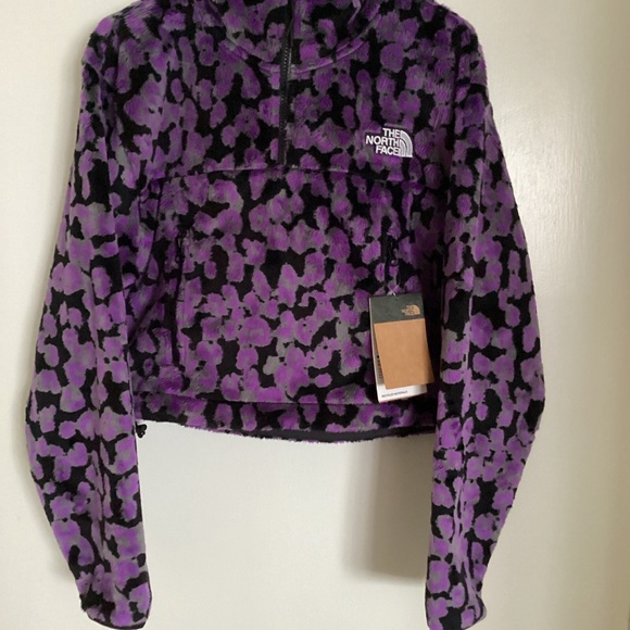 The North Face Osito Purple Leopard Print QTR Zip Gravity Jacket, W Size XS, NWT - Picture 6 of 14